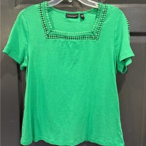 Rafaella Vibrant Green Beaded Short Sleeve Top